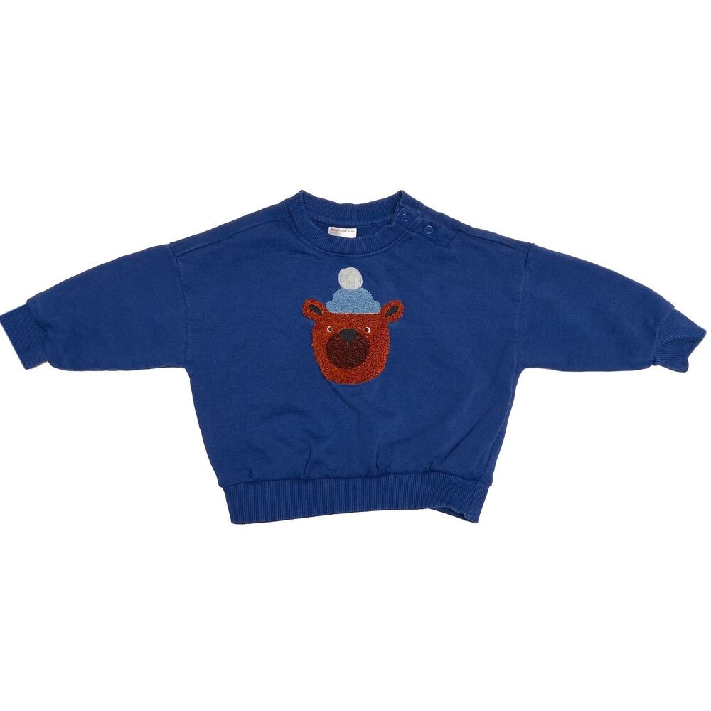 Hanna Andersson Baby French Terry Sweatshirt 18-24 Months Blue Bear Applique